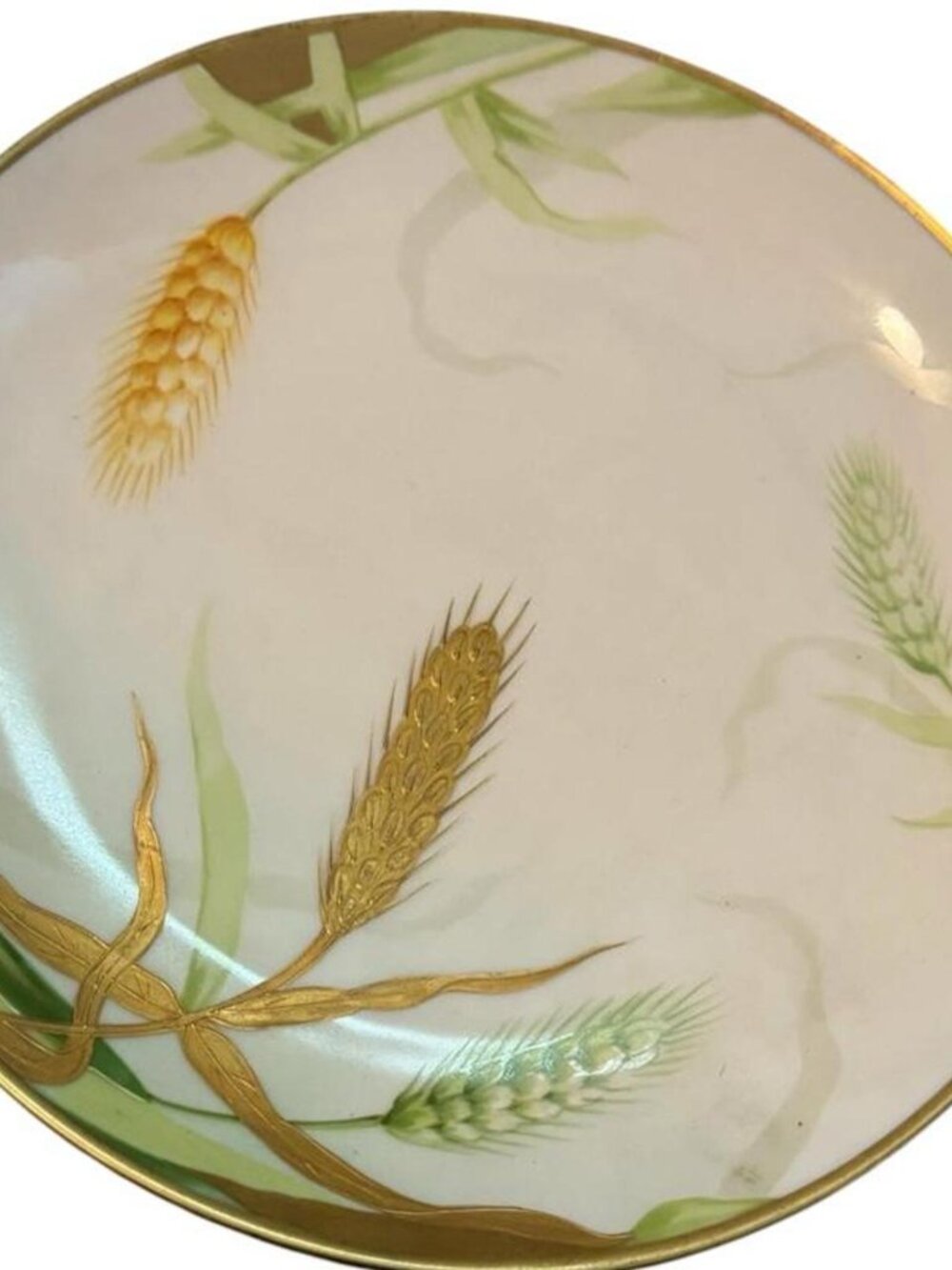 💚✨VTG Limoges France Old Abbey Hand Painted Gold Wheat Plate 12” 1908-1913